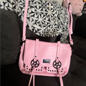 Killstar Pink Crossbody Bag with Decorative Cut-Outs